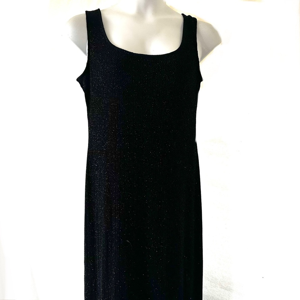 Alex Evenings Long Black Sparkly Dress  Sz 14 Sleeveless Holiday Party Event - Picture 2 of 6
